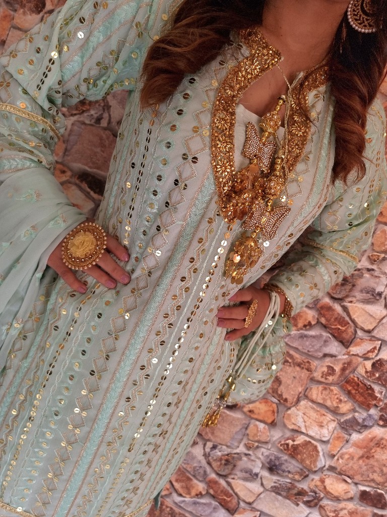 NOOR E NAZAR AQUA GREEN-A1176